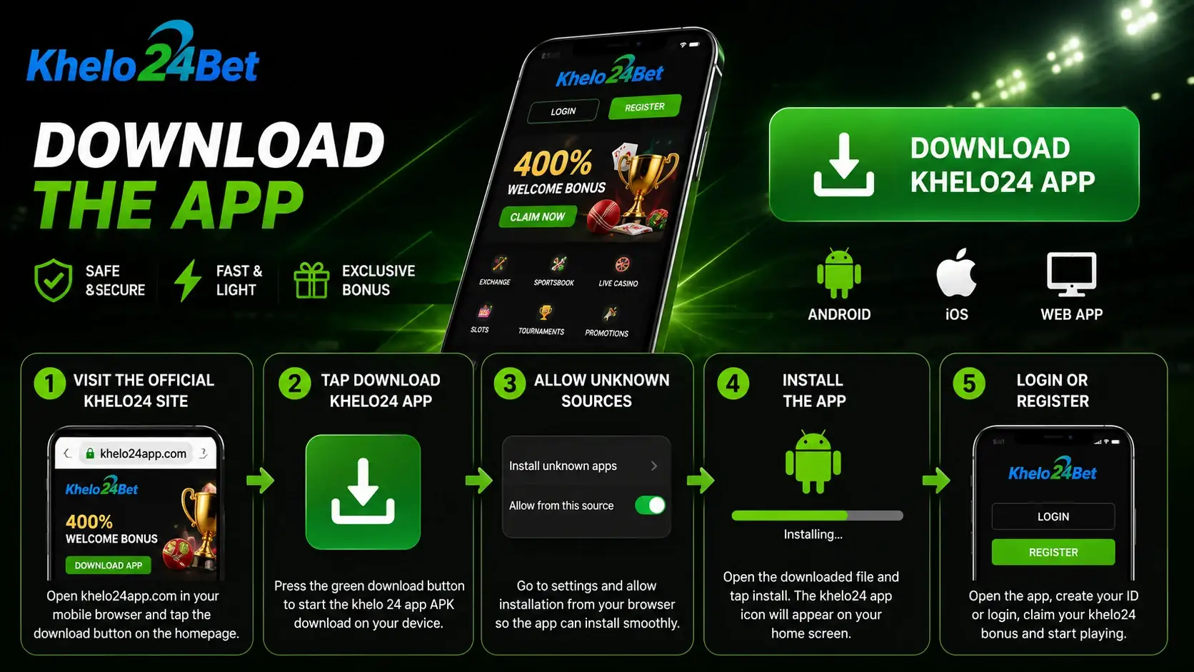 Install the khelo24 app on Android